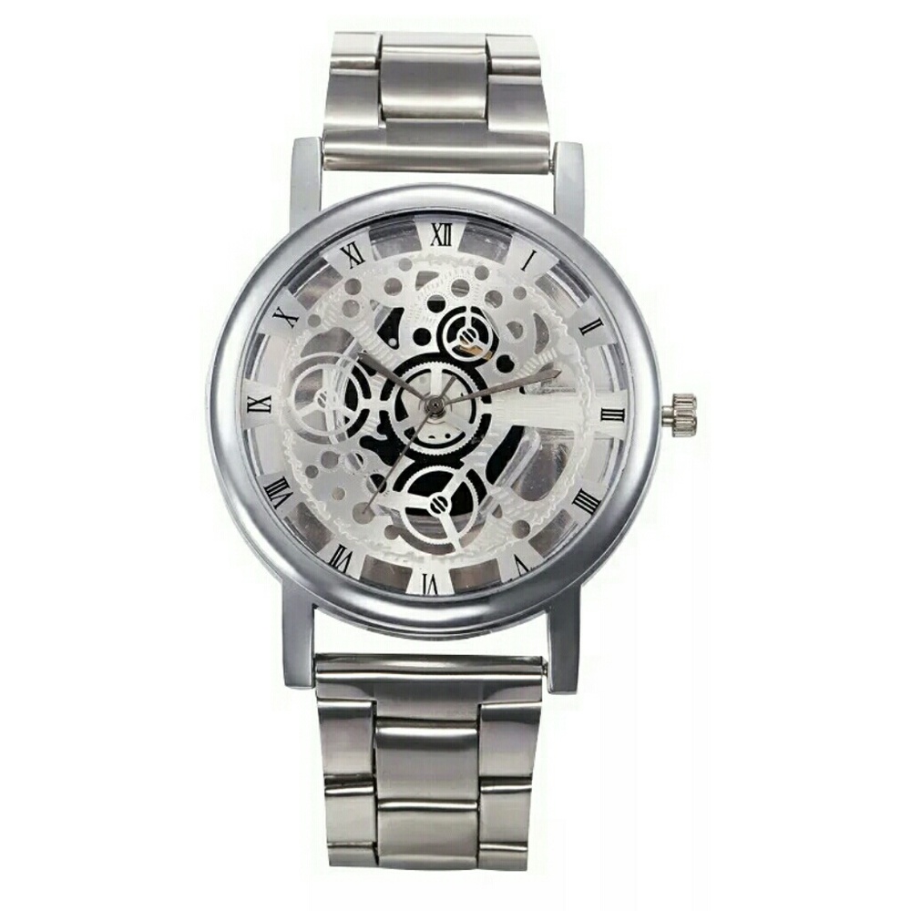 BNIP LUXURY MEN'S SKELETON STAINLESS STEEL WATCH - Picture 2 of 4